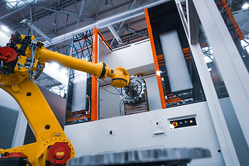 Image showing Robotic Arm modern industrial technology. Automated production c