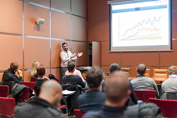 Image showing Audience in conference hall listening to presentation on business conference.