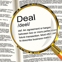 Image showing Deal Definition Magnifier Showing Agreement Bargain Or Partnersh