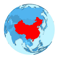 Image showing China on globe isolated