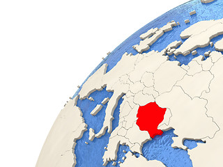 Image showing Romania on globe