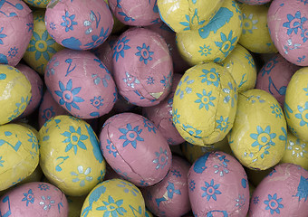 Image showing Colorful chocolate easter eggs