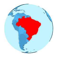 Image showing Brazil on globe isolated