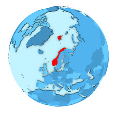 Image showing Norway on globe isolated