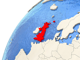 Image showing United Kingdom on globe