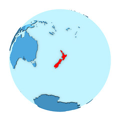 Image showing New Zealand on globe isolated