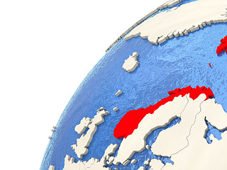 Image showing Norway on globe