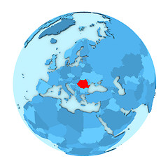 Image showing Romania on globe isolated