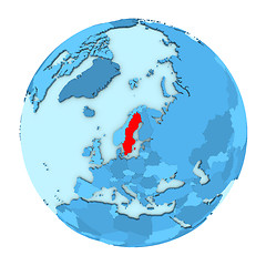 Image showing Sweden on globe isolated