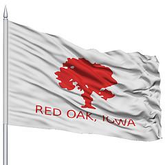 Image showing Red Oak City Flag on Flagpole, USA