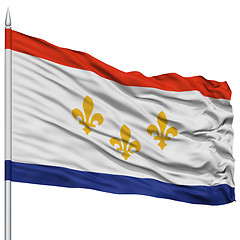 Image showing New Orleans City Flag on Flagpole, USA