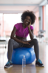 Image showing woman  relaxing after pilates workout