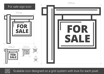 Image showing For sale sign line icon.