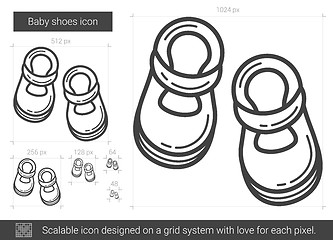 Image showing Baby shoes line icon.