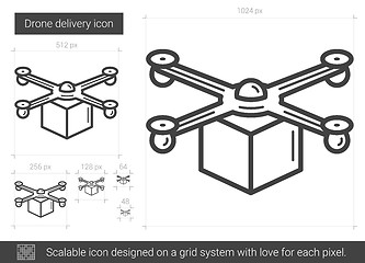 Image showing Drone delivery line icon.