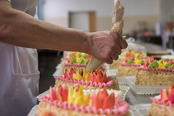 Image showing Manual cakes production