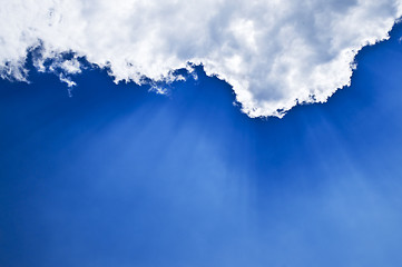 Image showing Blue sky with sunrays