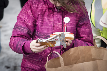 Image showing Eating Hot Dog