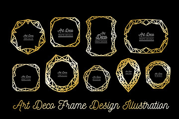 Image showing Art deco decorative frame. Golden lines. Wedding invitation. Vector