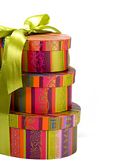 Image showing pyramid of colorfull gift boxes