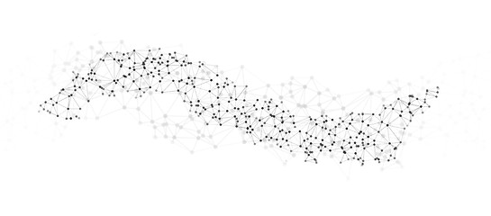 Image showing Big data illustration of lines and dot in the form of a wave