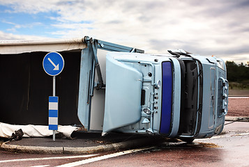 Image showing Overturned Lorry