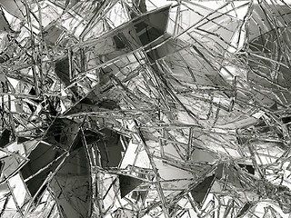 Image showing Pieces of glass broken or cracked on white