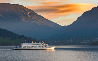 Image showing Pleasure boat on Alpine lake in Bavaria