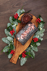 Image showing Chocolate Log Christmas Cake