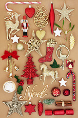 Image showing Christmas Noel Sign and Decorations