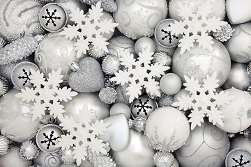 Image showing White and Silver Christmas Bauble Decorations