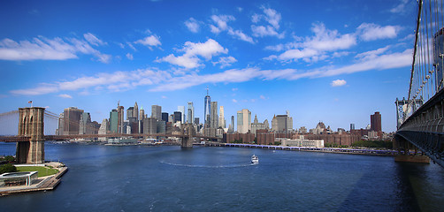 Image showing Manhattan Skyline and Brooklyn Bridge, New York City