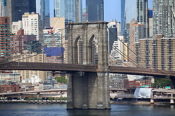 Image showing Manhattan Skyline and Brooklyn Bridge, New York City