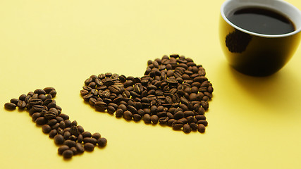 Image showing I love coffee phrase in beans