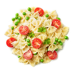 Image showing pasta farfalle with cheese and vegetables