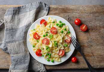 Image showing plate of pasta farfalle