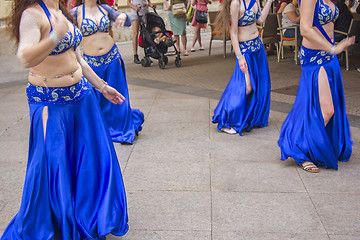 Image showing Four Women dancing Belly oriental dance on the street