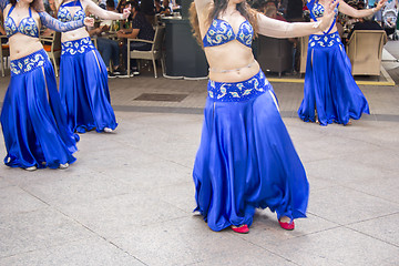 Image showing Four Women dancing Belly oriental dance on the street