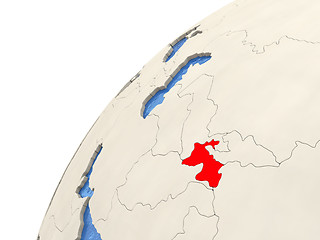 Image showing Tajikistan on globe