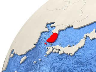 Image showing South Korea on globe