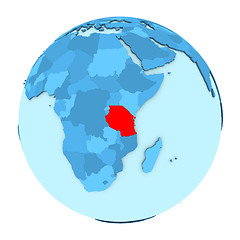 Image showing Tanzania on globe isolated