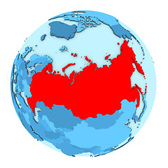 Image showing Russia on globe isolated