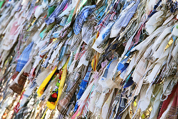 Image showing Buddhist ribbons fluttering in the wind