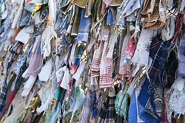 Image showing Buddhist ribbons fluttering in the wind