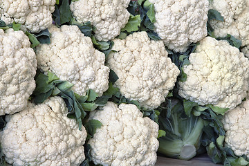 Image showing Fresh cauliflower at a market
