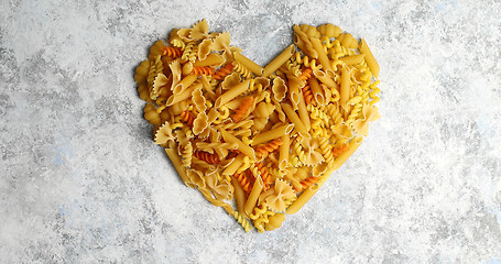 Image showing Heart shape made of pasta