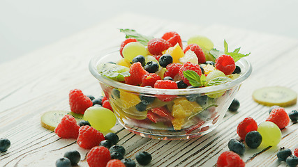 Image showing Bowl of fruit mix and berries