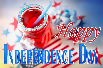 Image showing drink in mason jar at american independence day