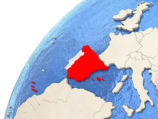 Image showing Spain on globe