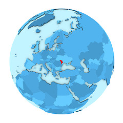 Image showing Moldova on globe isolated